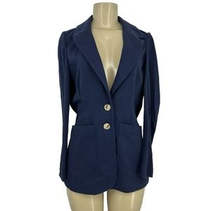 NEW DG2 Diane Gilman Small Ponte Knit Blazer Jacket Navy Blue Formal 13-27